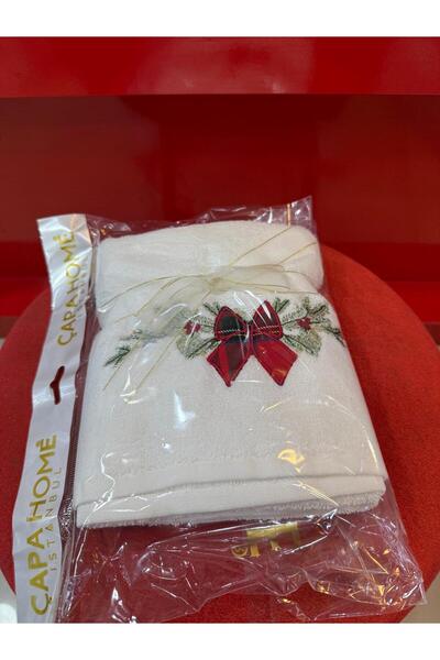 Çapa Home New Year Christmas Themed Premium Quality Gift Cotton Hand and Face Towel 50X90
