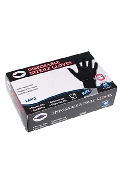 Silver Star Disposable Black Nitrile Gloves L - 40 pcs