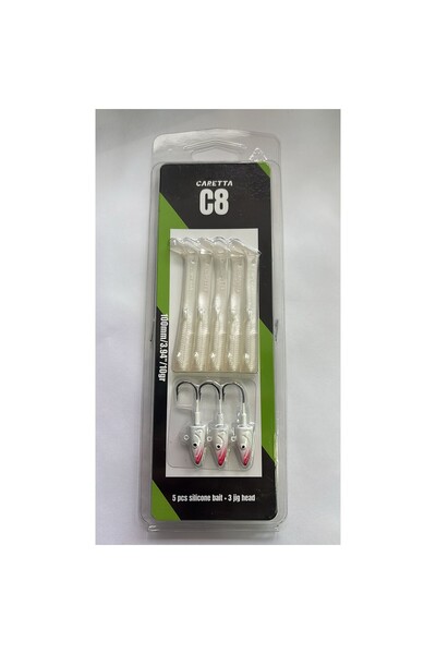 Caretta C8 10cm 10gr 5+3 Silikon Yem Silver Pearl
