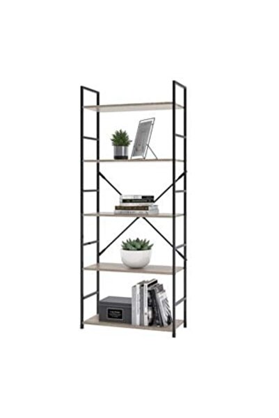 Silver Star Bibliotecă metalică cu 5 rafturi din lemn 58,6 x 23,5 x 144 cm