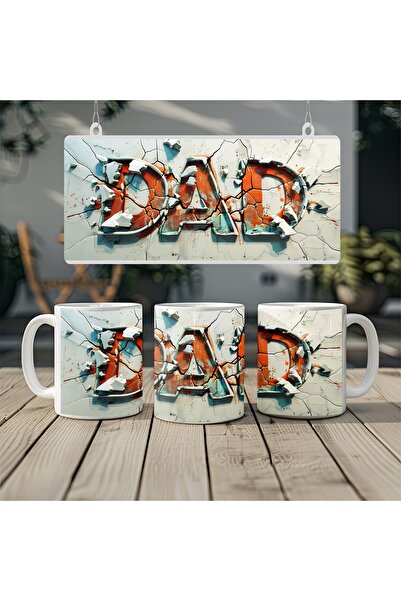 Beramussa 3D Dad Written Mug – Realistic Depth Effect – Father's Gift – Non-Embossed