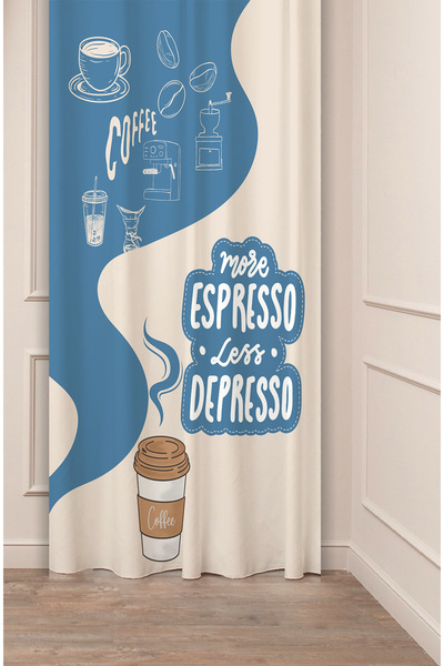 GREENDECOR Coffe Time Espresso Latte Café Zamanı Model Boem Design special cu imprimeu digital Perdele de fundal în stil elegant