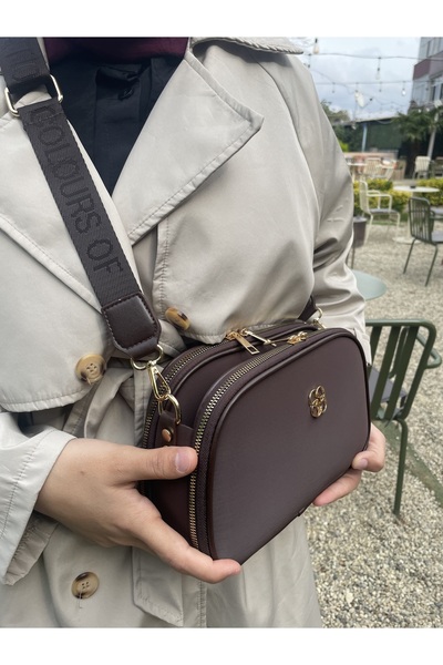 macsoo Women's Buzy Satin Leather 3-Compartment Adjustable Strap Quality Brown Hand and Shoulder Bag