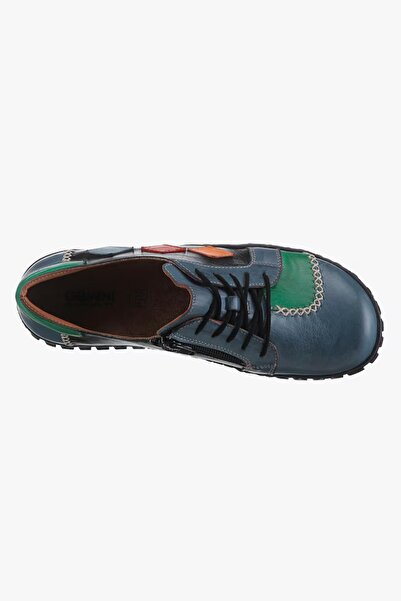 İNZE AYAKKABI Blue & Colorful Genuine Leather Casual Shoes