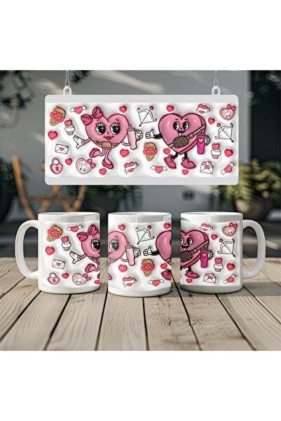 Beramussa In Love Pink Hearts Mug - Cute Lover Couple Design with Hearts, Une...