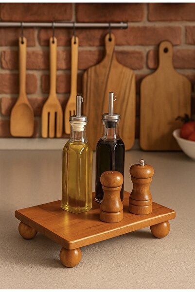 vakurahsap Tik Ahşap Ayaklı Sunum Tepsisi / Sunum Tahtası – Dikdörtgen Tasarım