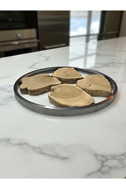 Home Epoxy Hobby Kit |   4 Pieces of Raw Olive Wood and 40 cm Diameter 20X10 Metal Iron Profile