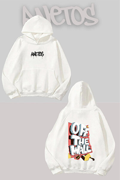 Anetos Φούτερ Off The Wall με τύπωμα Λευκό με κουκούλα