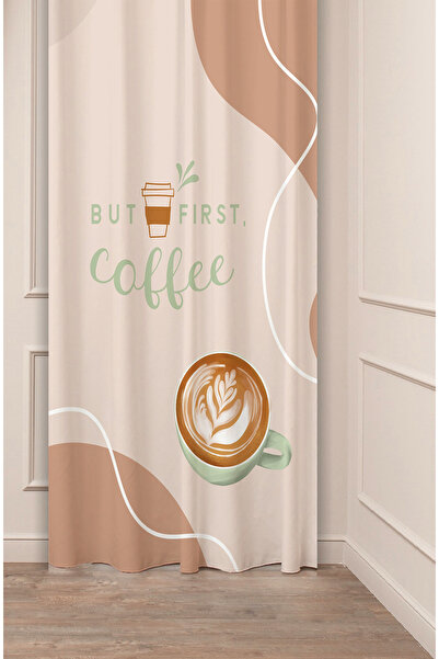 GREENDECOR Coffe Time Espresso Latte Café Zamanı Model Boem Design special cu imprimeu digital Perdele de fundal în stil elegant