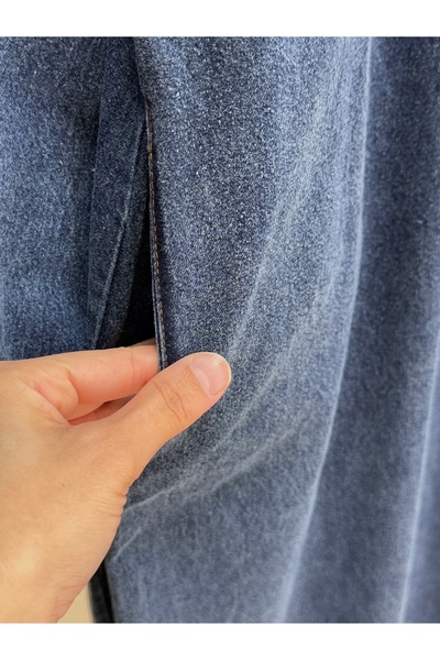 BENAHOLL Hadina Φαρδύ τζιν φόρεμα με μισό φερμουάρ-PE733 Χρώμα τζιν