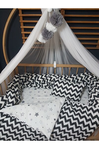 bebek_iklimi طقم نوم للأطفال 240 سم حماية محبوكة - يشمل ناموسية فاخرة وجهاز