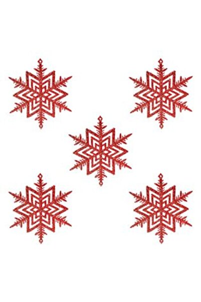 BAMI NETWORK Ornament Brad de Craciun Fulg Glitter Rosu 10cm - 5buc