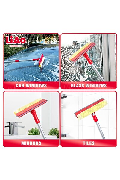 liao LB2201 Window Cleaner 6-Pack – 12" Squeegee, Aluminum Handle, Streak-Free Finish