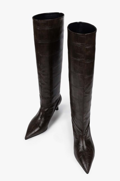 Shoeberry Γυναικείες μπότες Kaia καφέ κροκόδειλου