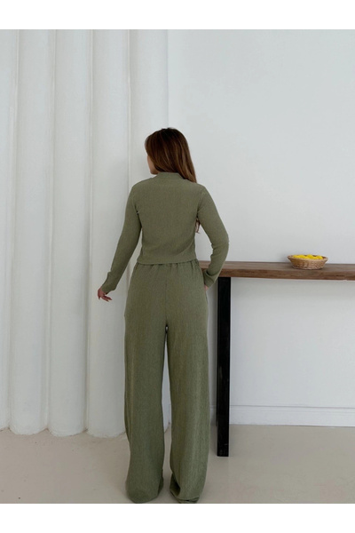 hibiscus Fisherman's collar knitted suit mint st265865