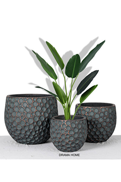 DRAMA HOME Set of 3 decorative stone basins - an artistic touch for artificial and natural plants