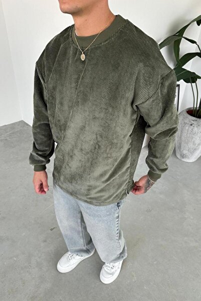 HAFKAGİYİM Khaki Corduroy Basic Sweat