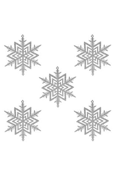 SHOPIENS Ornamente de Crăciun - Fulgi de zăpadă cu sclipici argintiu 10 cm (5...