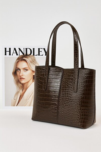 Handley Geantă de umăr cu detalii din piele de crocodil strălucitoare