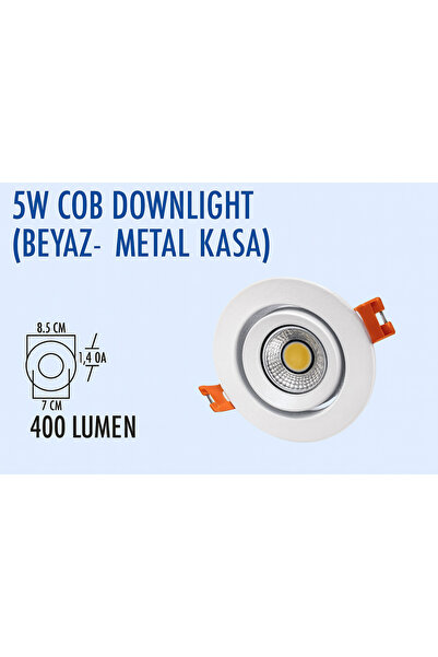 Lampist 5W METAL, BEYAZ KASA COB DOWNLIGHT 3000K