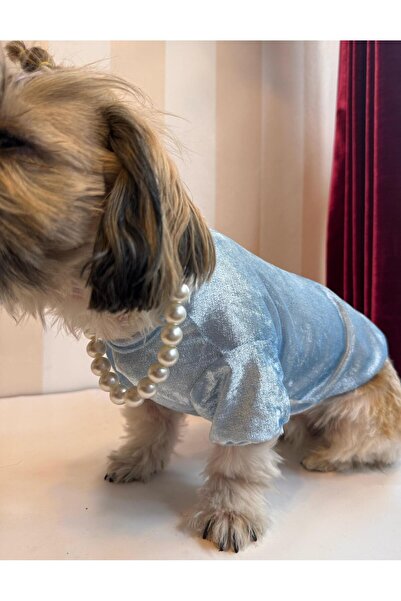 For a Fur تي شيرت أزرق مخملي للكلاب