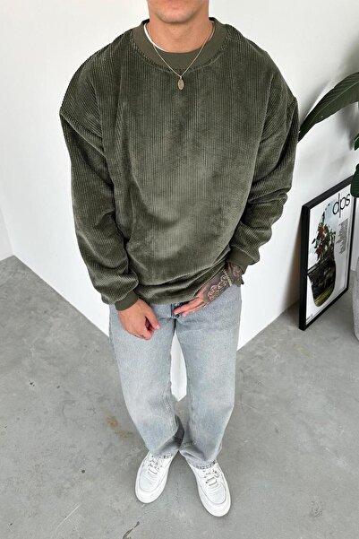 HAFKAGİYİM Khaki Corduroy Basic Sweat
