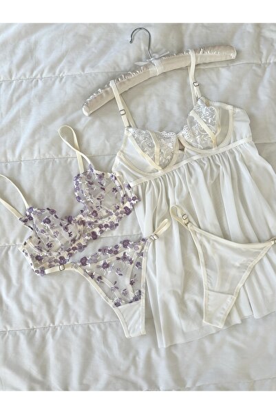 Feruzdesign Σετ εσωρούχων Arsel White 4 τεμαχίων με σύρματα