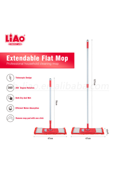 liao LA2209 ممسحة من الألياف الدقيقة (عبوة من 6 قطع) - متينة، فائقة الامتصاص، بمقبض قوي للبلاط والخشب الصلب