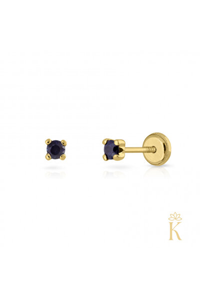 KALINI Cercei pentru bebeluși sau piercing cu siguranță, aur galben de 14K, safir de 2 mm