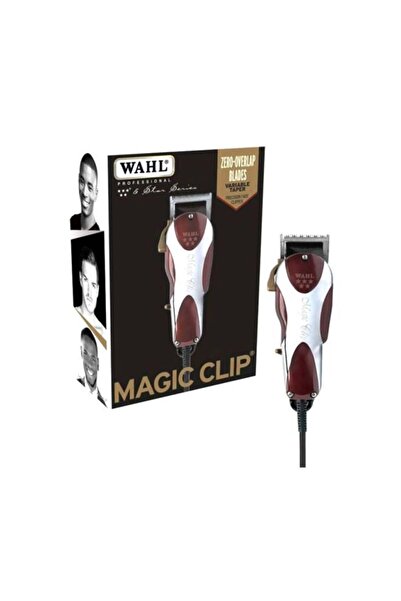 Wahl Professional 5 Star Magic Clip Clipper - Corded, 8 Attachment Combs, Surgical Blade - Red/White
