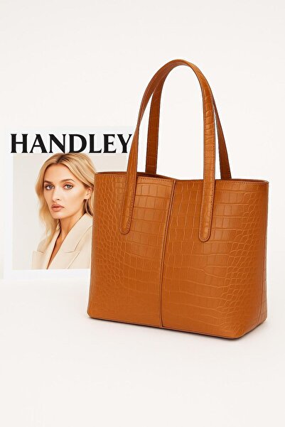 Handley Parlak Timsah Deri Detaylı Omuz Çantası