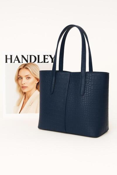 Handley Geantă de umăr cu detalii din piele de crocodil strălucitoare