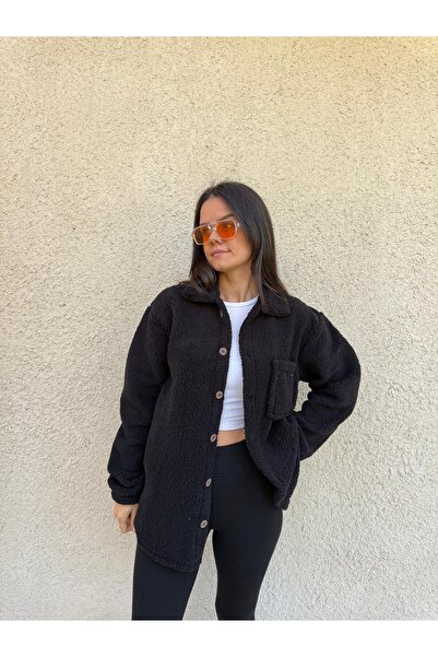 Combineman35 سترة نسائية من قماش الحملان بأزرار