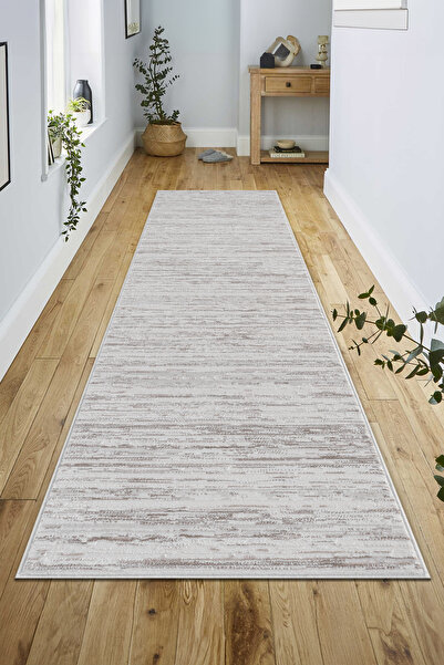 Evrium Home Krem Bej Pamuk Taban Modern Desen Özel Ölçü Salon Koridor Çocuk Antre Oturma Odası Halı Yolluk