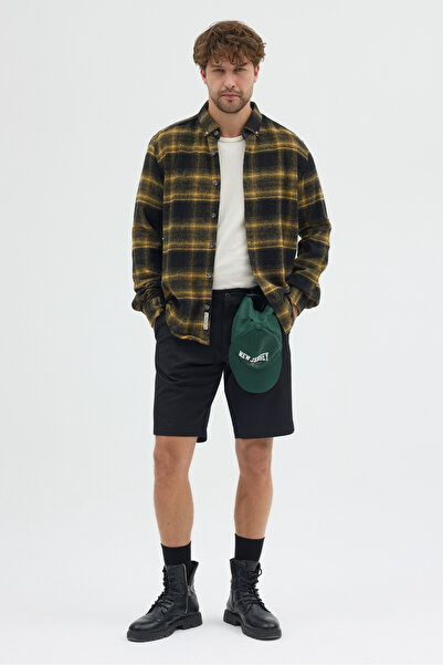 Cosplay Erkek Siyah Beyaz Flanel Oduncu Gömlek - Cepsiz, Kalın Kışlık Uzun Kollu Gömlek