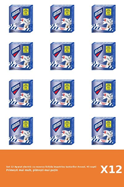 Aroxol Set 12 Aparat electric cu rezerva lichida impotriva tantarilor Aroxol, 45 nopti
