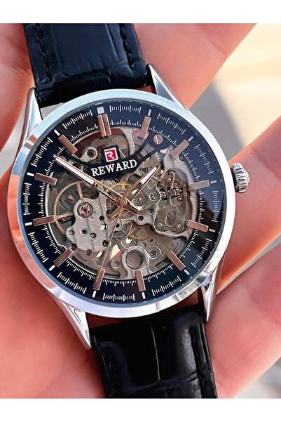Reward Automatic Leather Cord 5 Atm Water Resistant Men's Wristwatch Vs.Blkt.0619