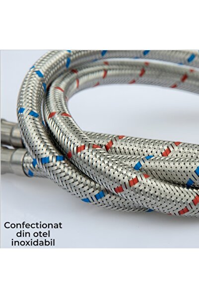 BiXXBi Flexible Hose Connection Set for Sanitary Faucets, Stainless Steel Braided, 3/8", 60 cm, 2 pcs/Set,