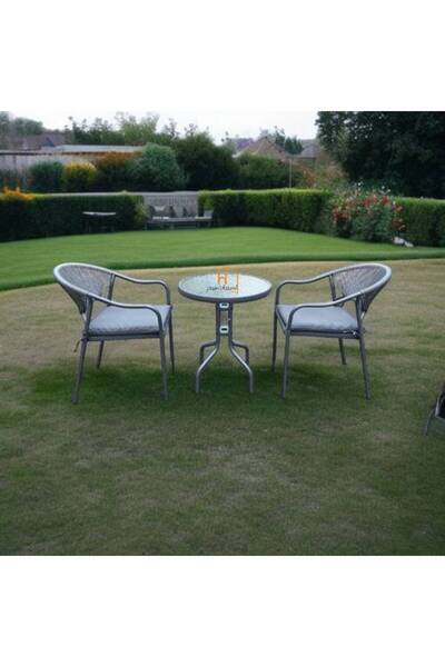 Al Saada Home Tea table set - 2 chairs - Gray