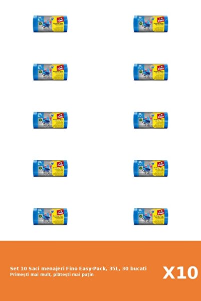 Fino Set 10 Saci menajeri Easy-Pack, 35L, 30 bucati