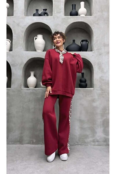 Cardella Foulard Detailed Shirred Double Pants Set - Women's Tracksuit Set