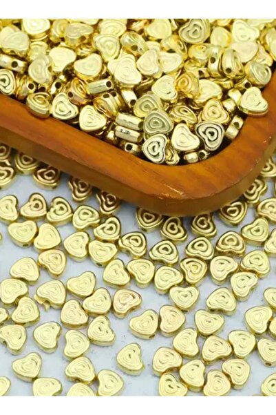 yiğit aksesuar 100 قطعة من الخرز على شكل قلب مسطح ذهبي اللون مقاس 4*6 مم لصنع...