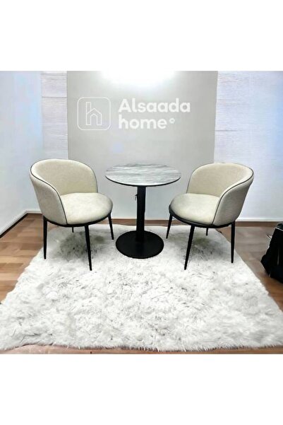 Al Saada Home Tea table set 2 chairs - Matte Off White