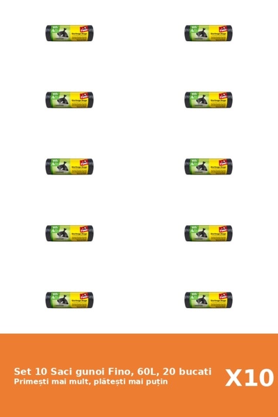 Fino Set 10 Saci gunoi Fino, 60L, 20 bucati