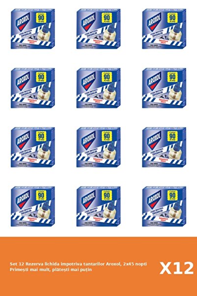 Aroxol Set 12 Rezerva lichida impotriva tantarilor Aroxol, 2x45 nopti