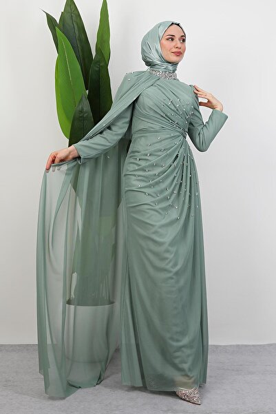 GİYZAMİLA فستان سهرة أسرين بونج باللون النعناعي