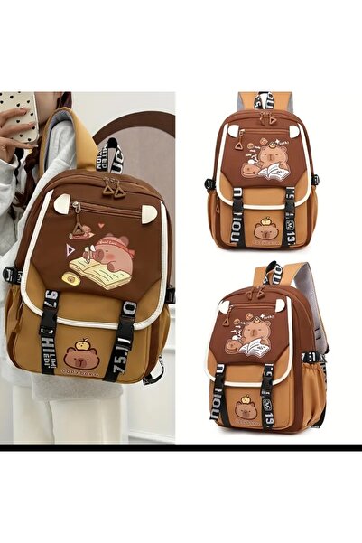 SANRIO Kahverengi Capybara Büyük Boy Okul Cantasi