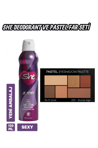 Pastel Far Paleti 205 Bronze Age + She Deodorant For Women Is Sexy 150ml