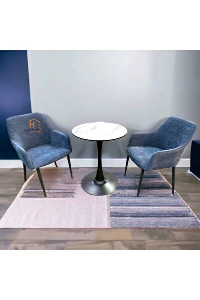 Al Saada Home Limited Quantity Tea Table Set - 2 Chairs - Blue