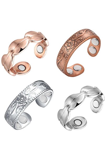 SYOSI Pure Copper Magnetic Rings for Women, 4 PCS Adjustable Copper Rings with Strong Magnets